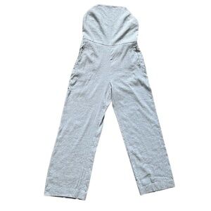 Club Monaco NEW Linen Blend Backless Jumpsuit In Chambray Stripe Size 8